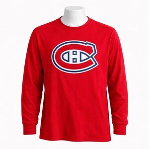 Size M Fanatics Men’s Montreal Canadiens Long Sleeve Red Logo Tee